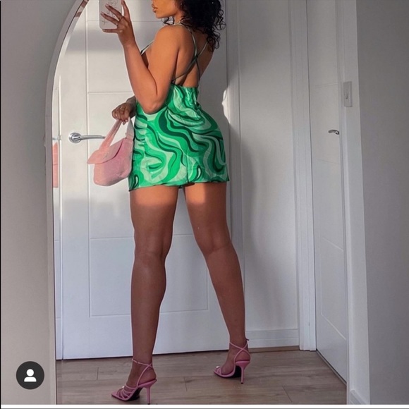 Zara Flowy Mini Dress Green - Picture 3 of 16